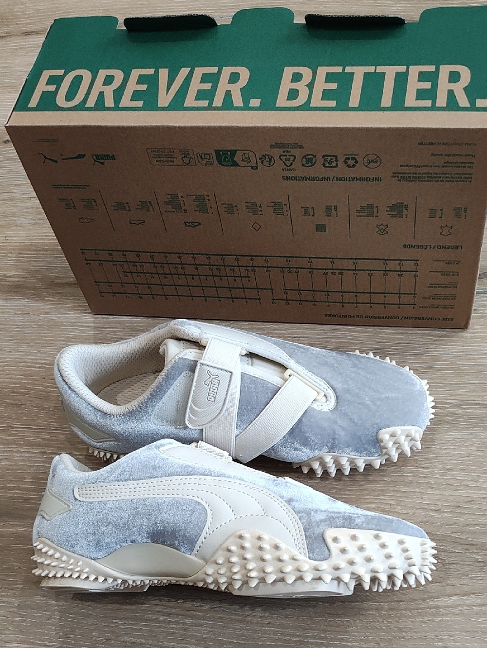 Puma Mostro Velvet Dream Grey and Cream Suede Spike-Detail Sneakers